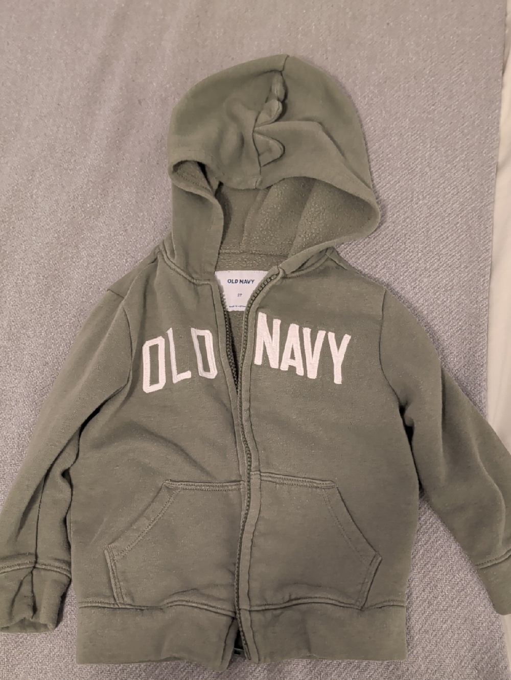 Old Navy Kids Olive Green Hoodie with White Logo